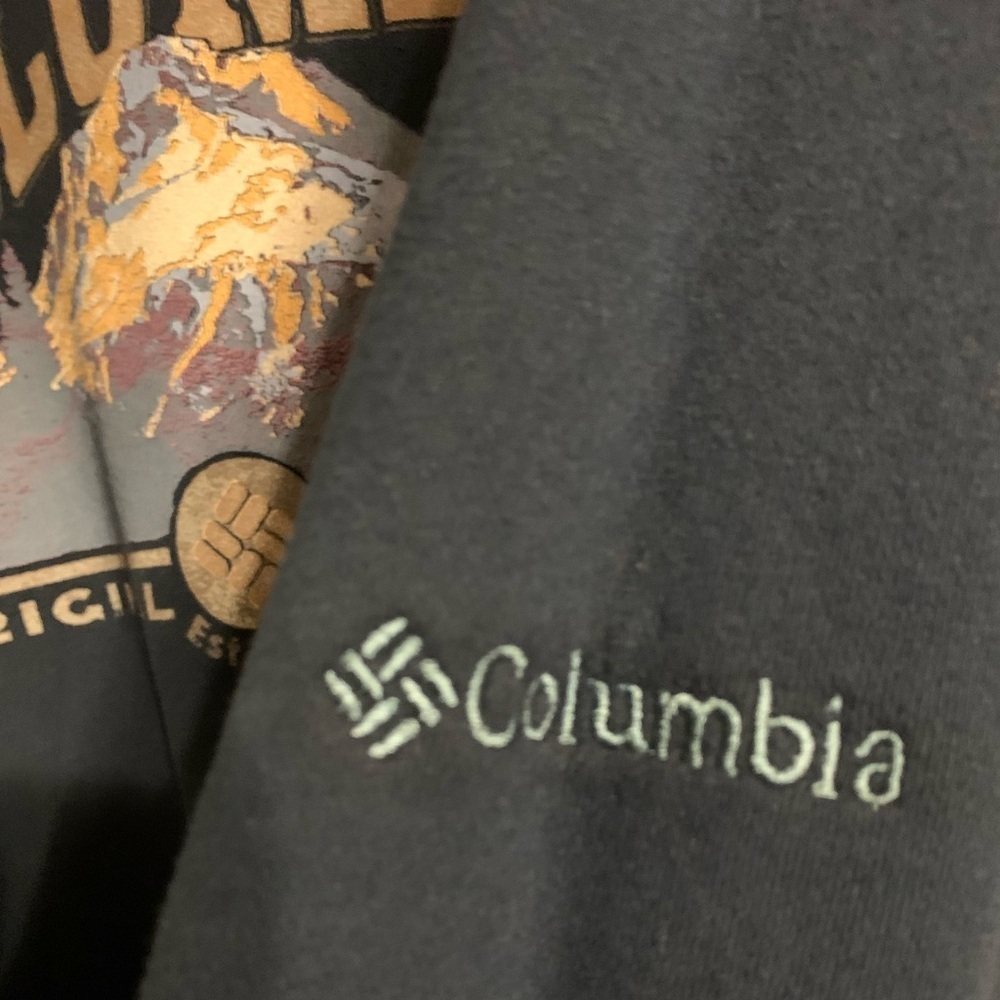 Columbia Mountain Graphic Long Sleeve Shirt Men’s Large Navy Outdoor Hiking Tee - Picture 2 of 5